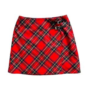 Y2K Roots Red Plaid Pencil Style Mini Skirt